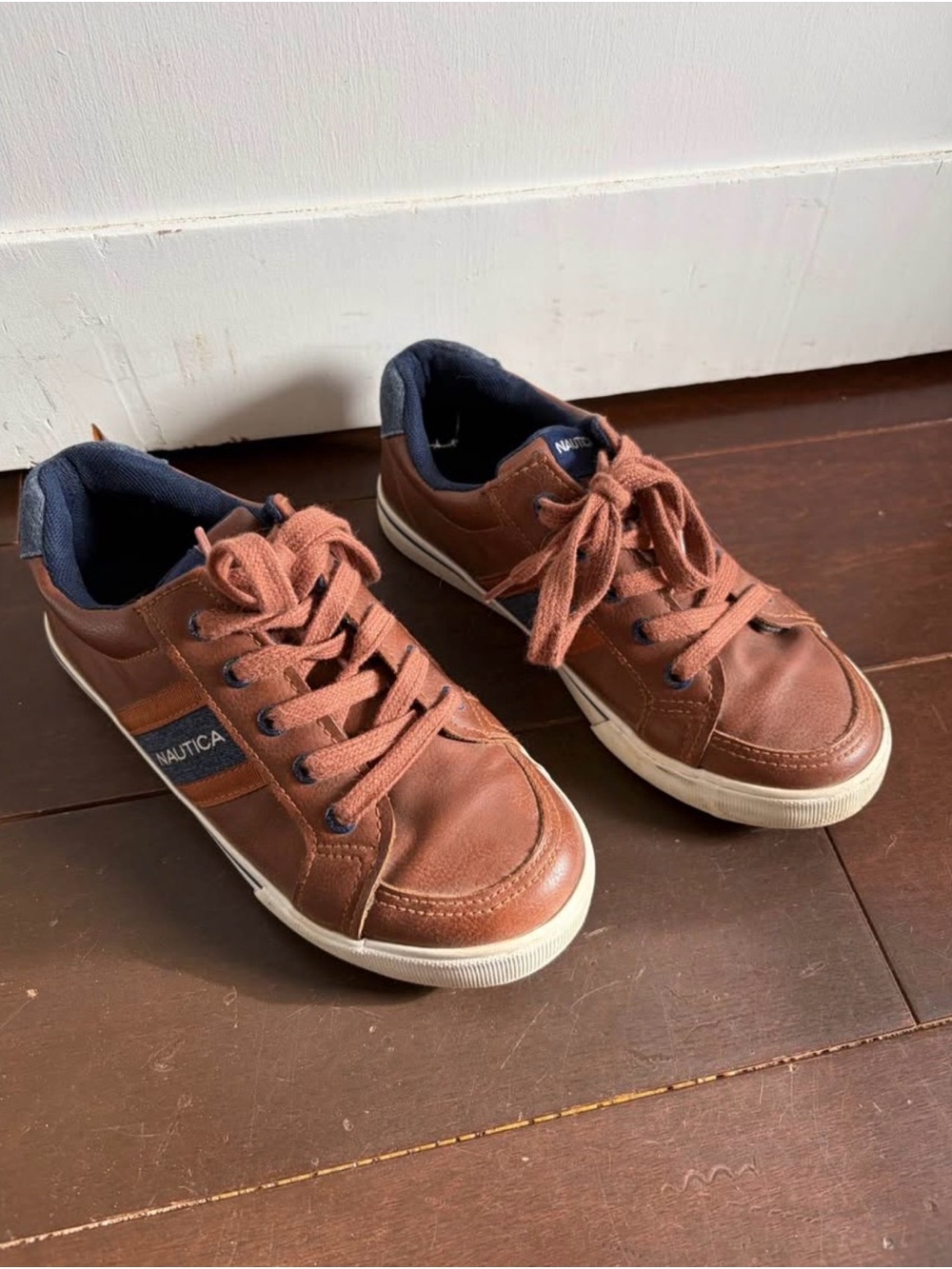 Nautica Boy’s Brown Sneakers with Navy Accents